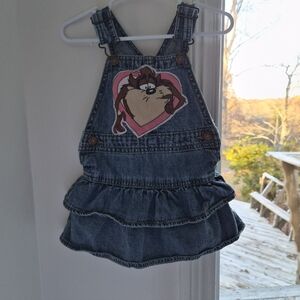Upcycled Looney Tunes Taz Overall Dress